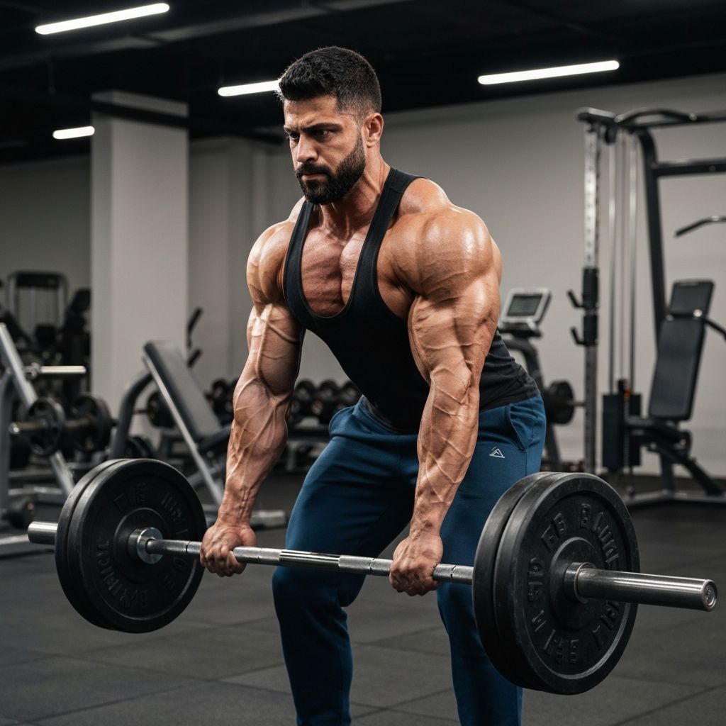 رياضي يرفع الأوزان في صالة الألعاب الرياضية